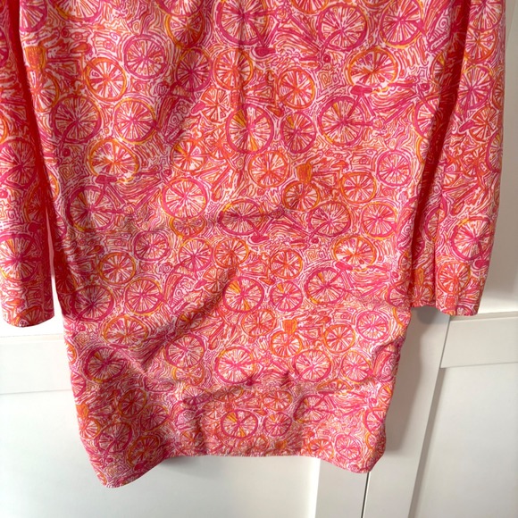 Lilly Pulitzer Women's Pink Bicycle Print Long Sleeve Swim Cover Up in Size S - Picture 4 of 12